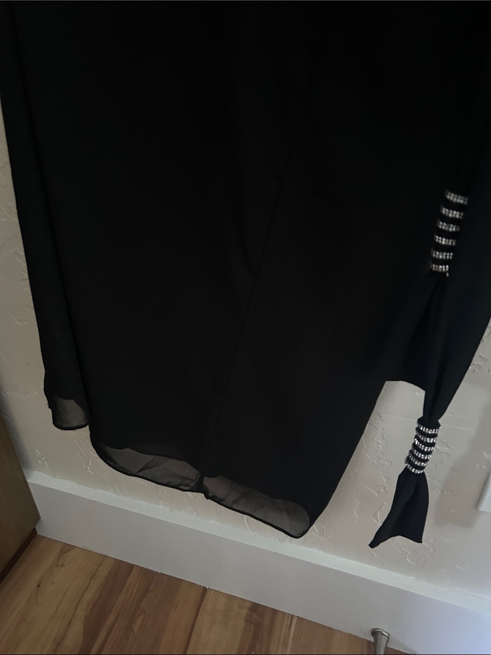 MSK Black Cold-Shoulder Wide-Leg Jumpsuit with Chiffon Overlay. NWT - Picture 8 of 12